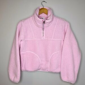 New All In Motion Faux Shearling Cozy Pink Fleece Pullover XL (14)
